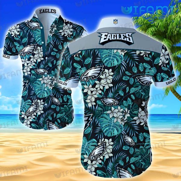 Philadelphia Eagles Hawaiian Shirt Flower Logo Tropical Philadelphia Eagles Gift For Him