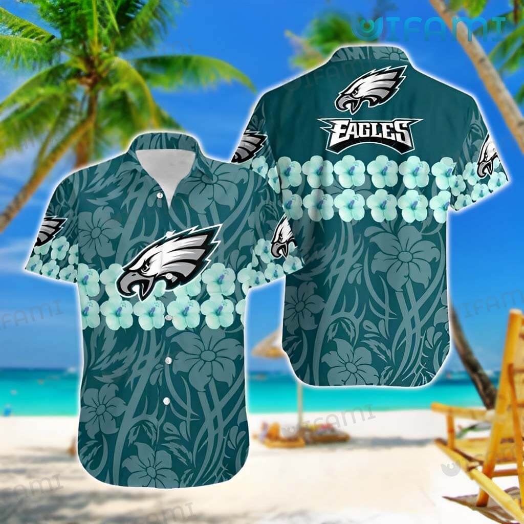 The perfect gift for any Eagles fan - a Hawaiian shirt with hibiscus flowers!