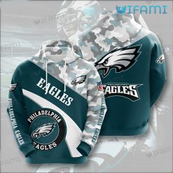 Philadelphia Eagles Hoodie 3D Camo Pattern Blue Mix Logo Philadelphia Eagles Gift