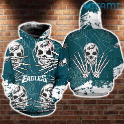 Philadelphia Eagles Hoodie 3D Dead Skull Spiderweb Philadelphia Eagles Gift