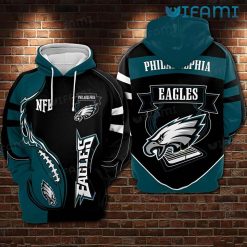 Philadelphia Eagles Hoodie 3D Football On Fire Black Blue Philadelphia Eagles Gift