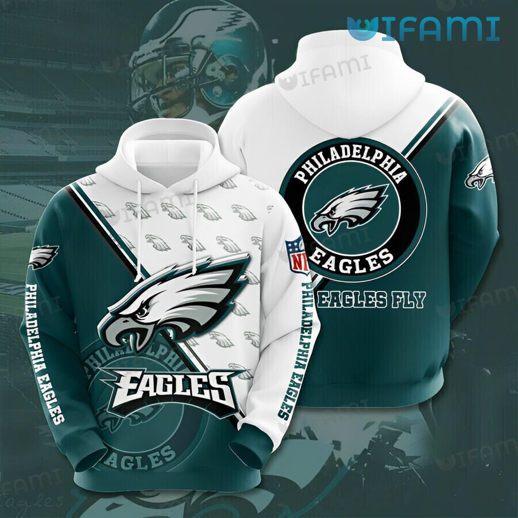 Philadelphia Eagles Hoodie 3D Logo Kelly Green White Philadelphia