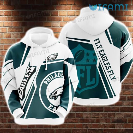 Philadelphia Eagles Hoodie 3D NLF Logo White Kelly Green Philadelphia Eagles Gift