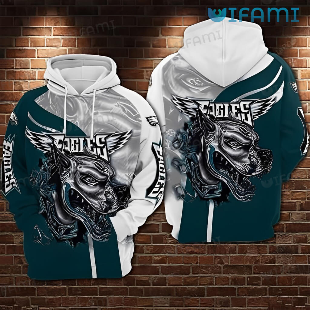 Score Big with Our 3D Pitbull Head Eagles Hoodies!