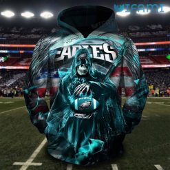 Philly Eagles Hoodie 3D Grim Reaper Foootball USA Flag Background Philadelphia Eagles Gift