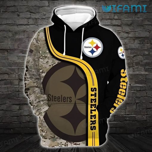 Pittsburgh Steelers Camo Hoodie 3D Big Logo Steelers Gift