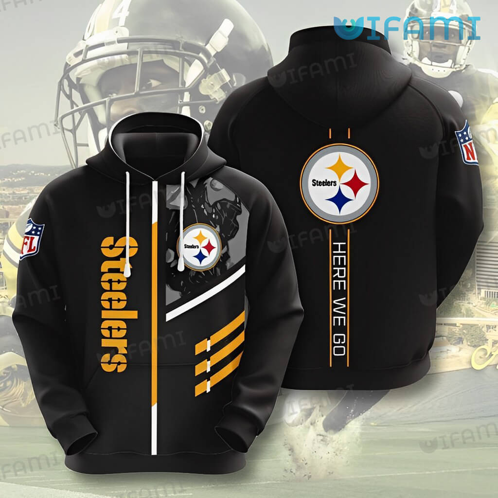 Show Your Steelers Pride with Our 3D Here We Go Black Hoodie - Perfect Gift for Any Fan!
