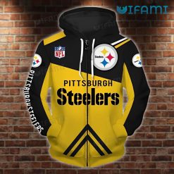 Steelers Full Zip Hoodie 3D Color Block NFL Logo Pittsburgh Steelers Gift