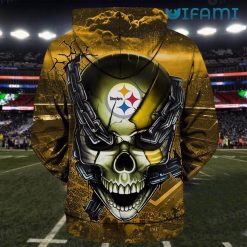 Steelers Hoodie 3D Chained Skull Acrisure Stadium Pittsburgh Steelers Gift