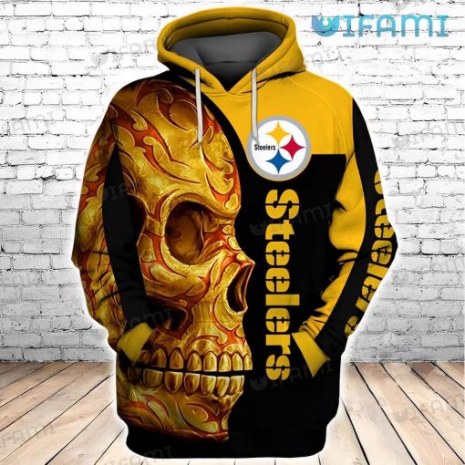 Steelers Hoodie 3D Floral Skull Pittsburgh Steelers Gift