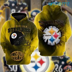 Steelers Hoodie 3D Football Helmet Logo Pittsburgh Steelers Unique Gift