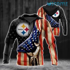 Steelers Hoodie 3D Hand American Flag Pittsburgh Steelers Gift