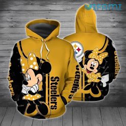 Steelers Hoodie 3D Minnie Mouse Holding Logo Pittsburgh Steelers Gift