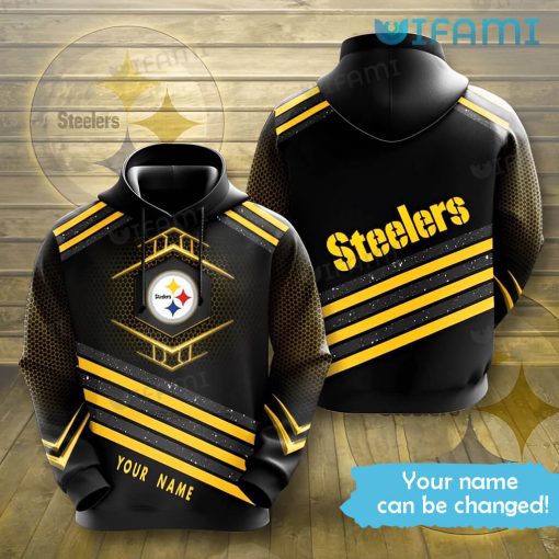 Steelers Hoodie 3D Mix Diagonal Stripes Custom Name Pittsburgh Steelers Gift