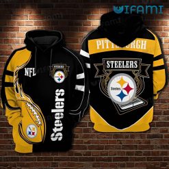 Steelers Hoodie 3D NFL Football Yellow Logo Pittsburgh Steelers Gift