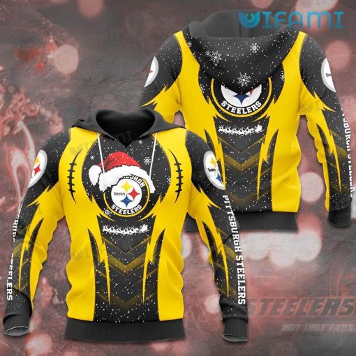 Steelers Hoodie 3D Santa Hat Snow Logo Pittsburgh Steelers Gift