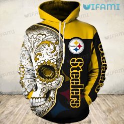Steelers Hoodie 3D Skull Floral Pattern Pittsburgh Steelers Gift