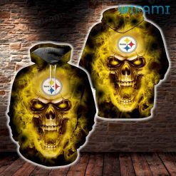 Steelers Hoodie 3D Skull Open Mouth Fire Pittsburgh Steelers Gift
