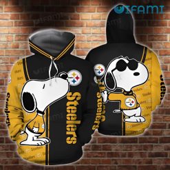 Steelers Hoodie 3D Snoopy Black Gold Pittsburgh Steelers Gift