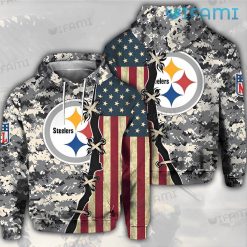 Steelers Hoodie 3D USA Flag Camo Pattern Stitches Pittsburgh Steelers Gift
