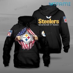Steelers Hoodie 3D Whatever It Takes USA Flag Logo Pittsburgh Steelers Gift