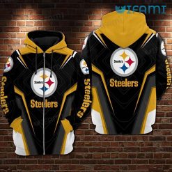 Steelers Zip Up Hoodie 3D Color Block All Over Print Pittsburgh Steelers Gift