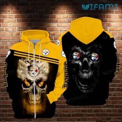 Steelers Zip Up Hoodie 3D Unique Death Skull All Over Print Pittsburgh Steelers Gift