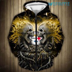 Unique Steelers Hoodie 3D Skeleton Face To Face Pittsburgh Steelers Gift