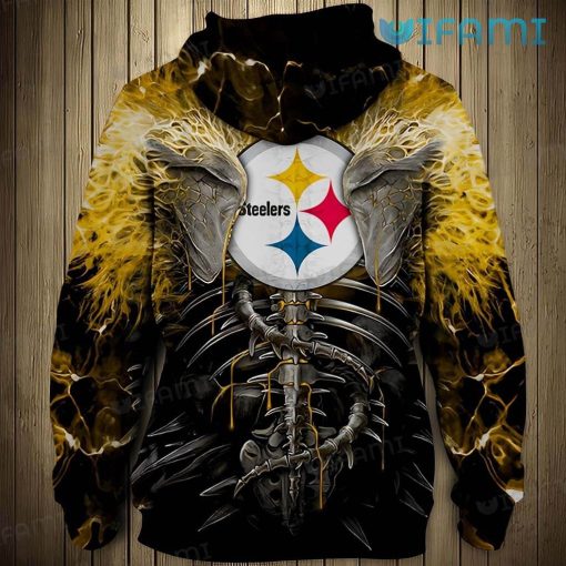 Unique Steelers Hoodie 3D Skeleton Face To Face Pittsburgh Steelers Gift