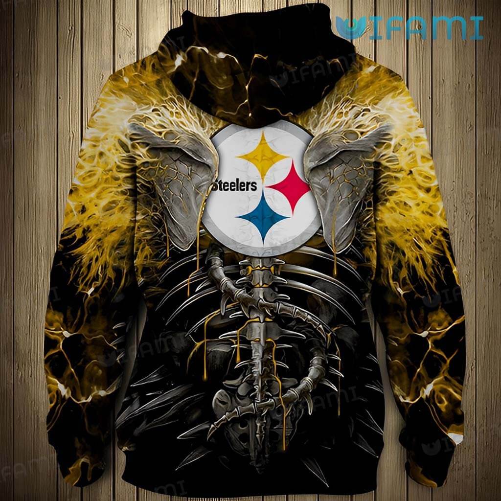 Unique Steelers Hoodie 3D Skeleton Face To Face Pittsburgh