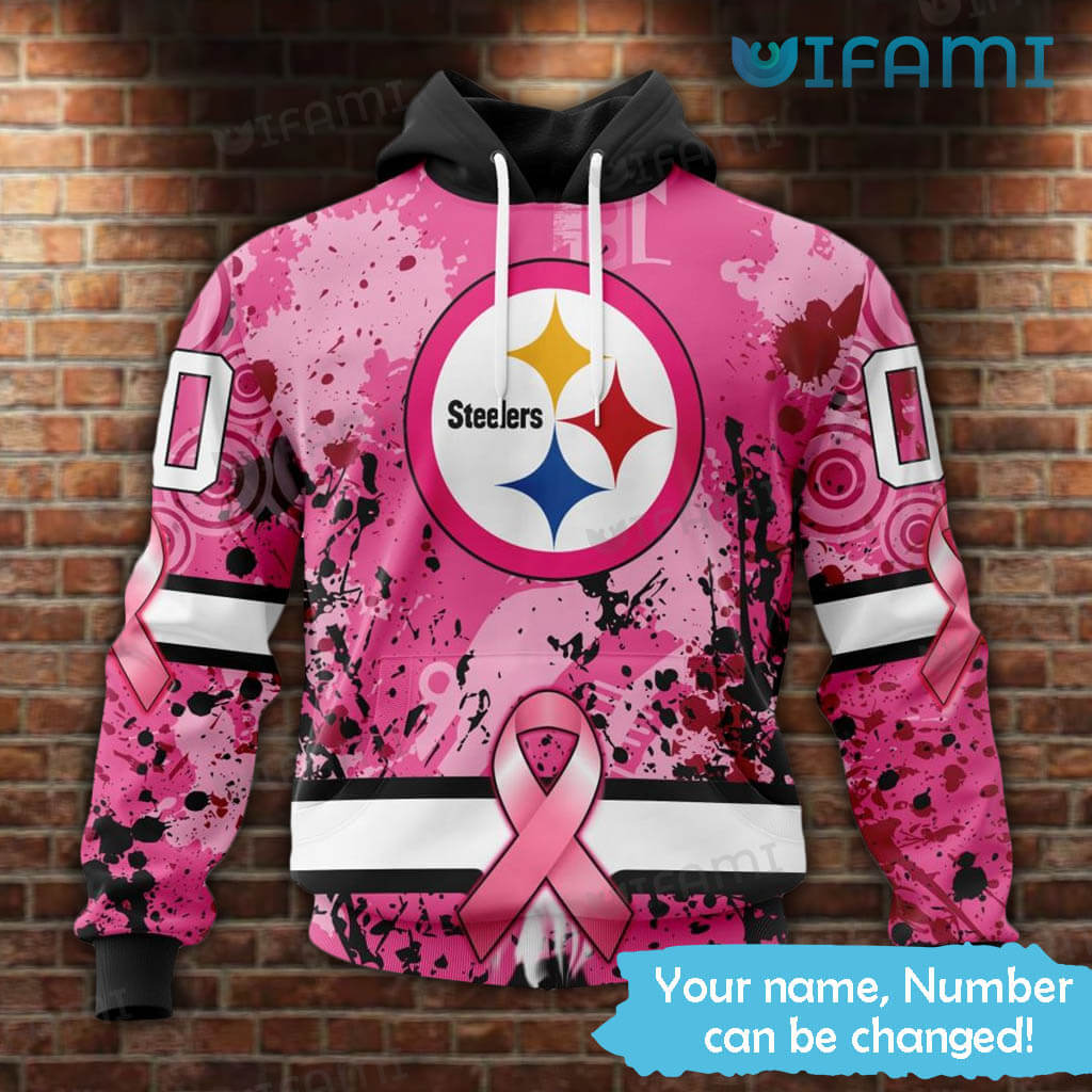 Steelers shield, icy blue, cancer ribbon - fierce support for women.