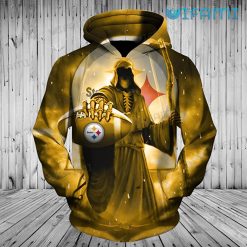 Yellow Steelers Hoodie 3D Death Holding Logo Pittsburgh Steelers Gift