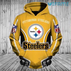 Yellow Steelers Hoodie 3D Football Helmet Logo Pittsburgh Steelers Present