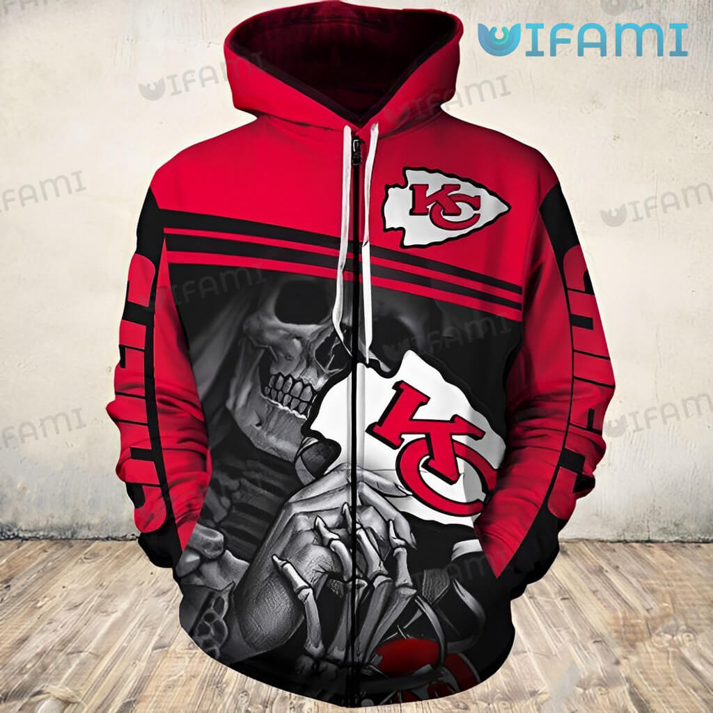 Youth KC Chiefs Hoodie 3D Death Holding Logo Kansas City Chiefs Gift
