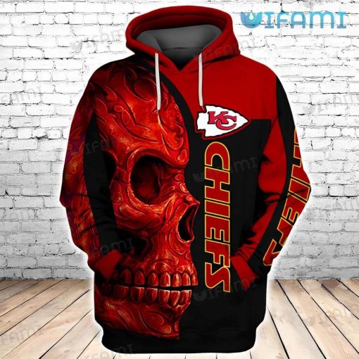 Youth KC Chiefs Hoodie 3D Tribal Skull Unique Kansas City Chiefs Gift