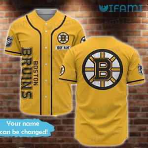 Boston Bruins Baseball Jersey Big Logo Yellow Custom Bruins Gift