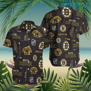 Boston Bruins Hawaiian Shirt Black Bears Logo Bruins Gift