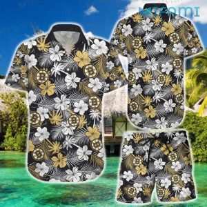 Boston Bruins Hawaiian Shirt Hibiscus Pattern Classic Bruins Gift