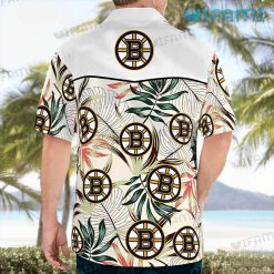 Boston Bruins Hawaiian Shirt Palm Leaf Logo Pattern Bruins Present Back
