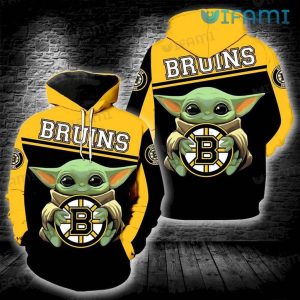 Boston Bruins Hoodie 3D Baby Yoda Hug Logo Bruins Gift