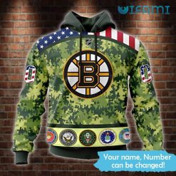 Boston Bruins Hoodie 3D Military Flags Green Camouflage Custom Bruins Gift