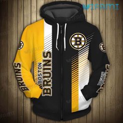 Boston Bruins Hoodie 3D Stripe Pattern Bruins Zipper