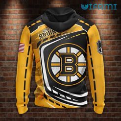 Boston Bruins Hoodie 3D Yellow Black AOP Bruins Present Back