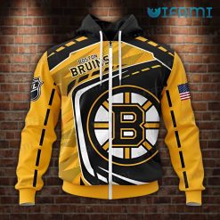 Boston Bruins Hoodie 3D Yellow Black AOP Bruins Zipper
