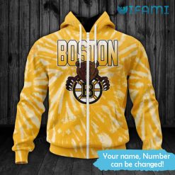 Boston Bruins Hoodie 3D Yellow Tie Dye Custom Bruins Zipper