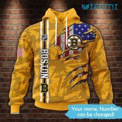 Boston Bruins Hoodie 3D Yellow USA Flag Custom Bruins Gift