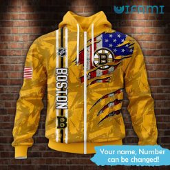 Boston Bruins Hoodie 3D Yellow USA Flag Custom Bruins Zipper