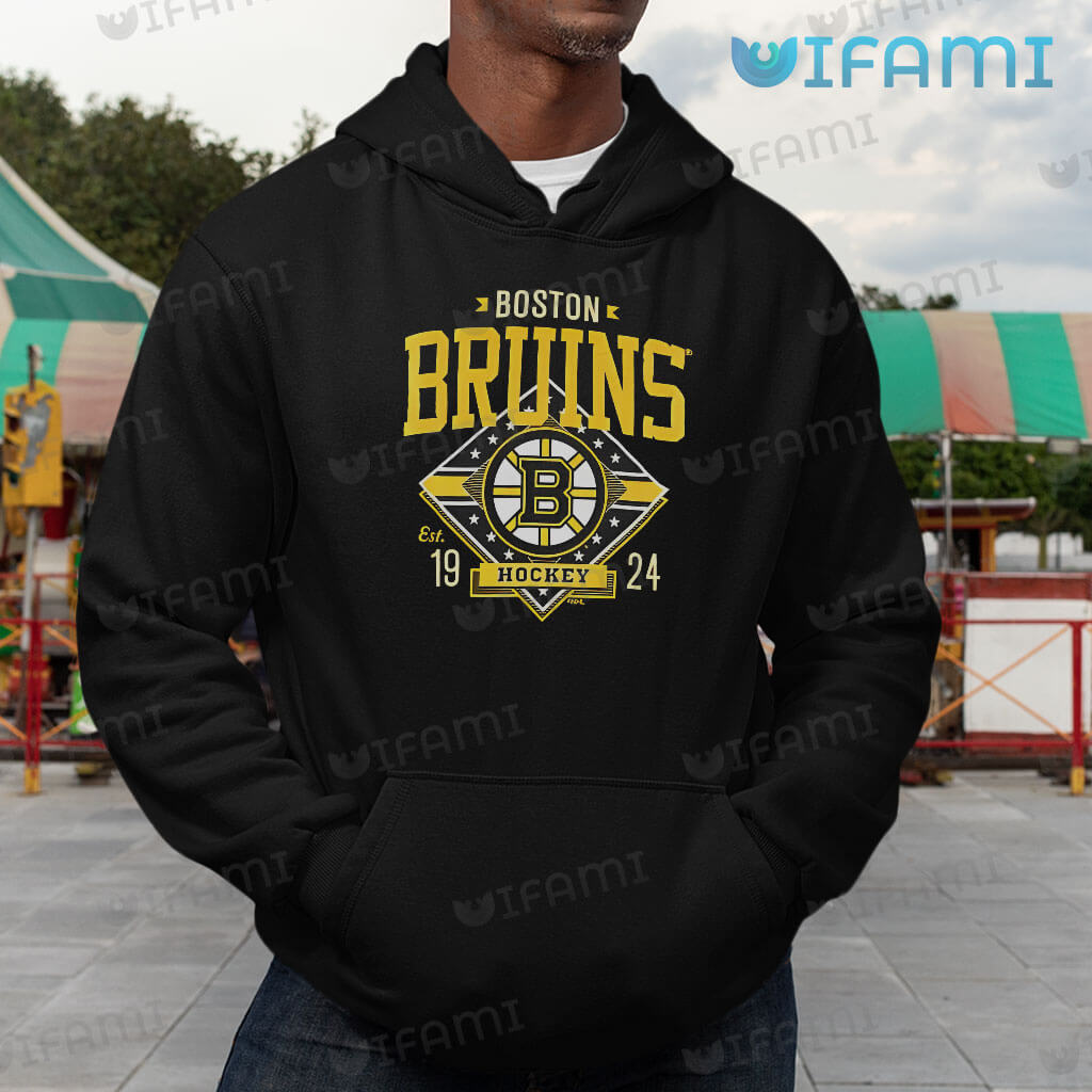 New NHL Boston Bruins old time jersey style mid weight cotton hoodie  men's L