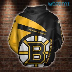 Boston Bruins Zip Up Hoodie 3D Big Logo Bruins Present Back
