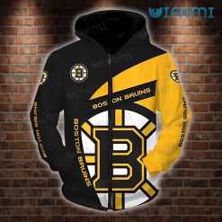 Boston Bruins Zip Up Hoodie 3D Big Logo Bruins Zipper